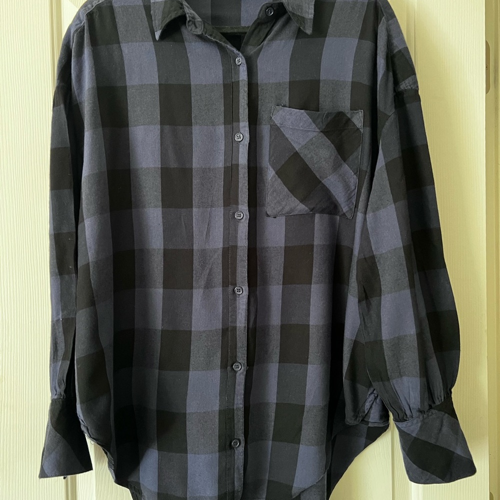 Sanctuary black and blue flannel shirt